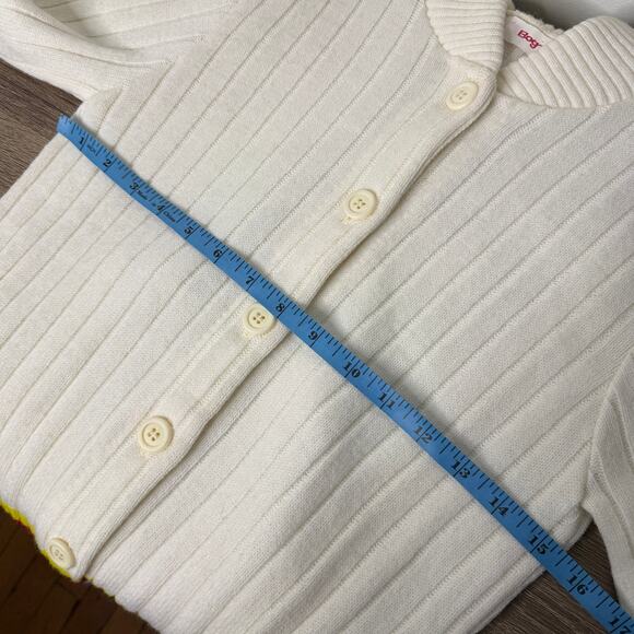 Vintage 1960s Bogner x Wonder Woman Cream Knit Cardigan Striped Womens Medium - Picture 10 of 10